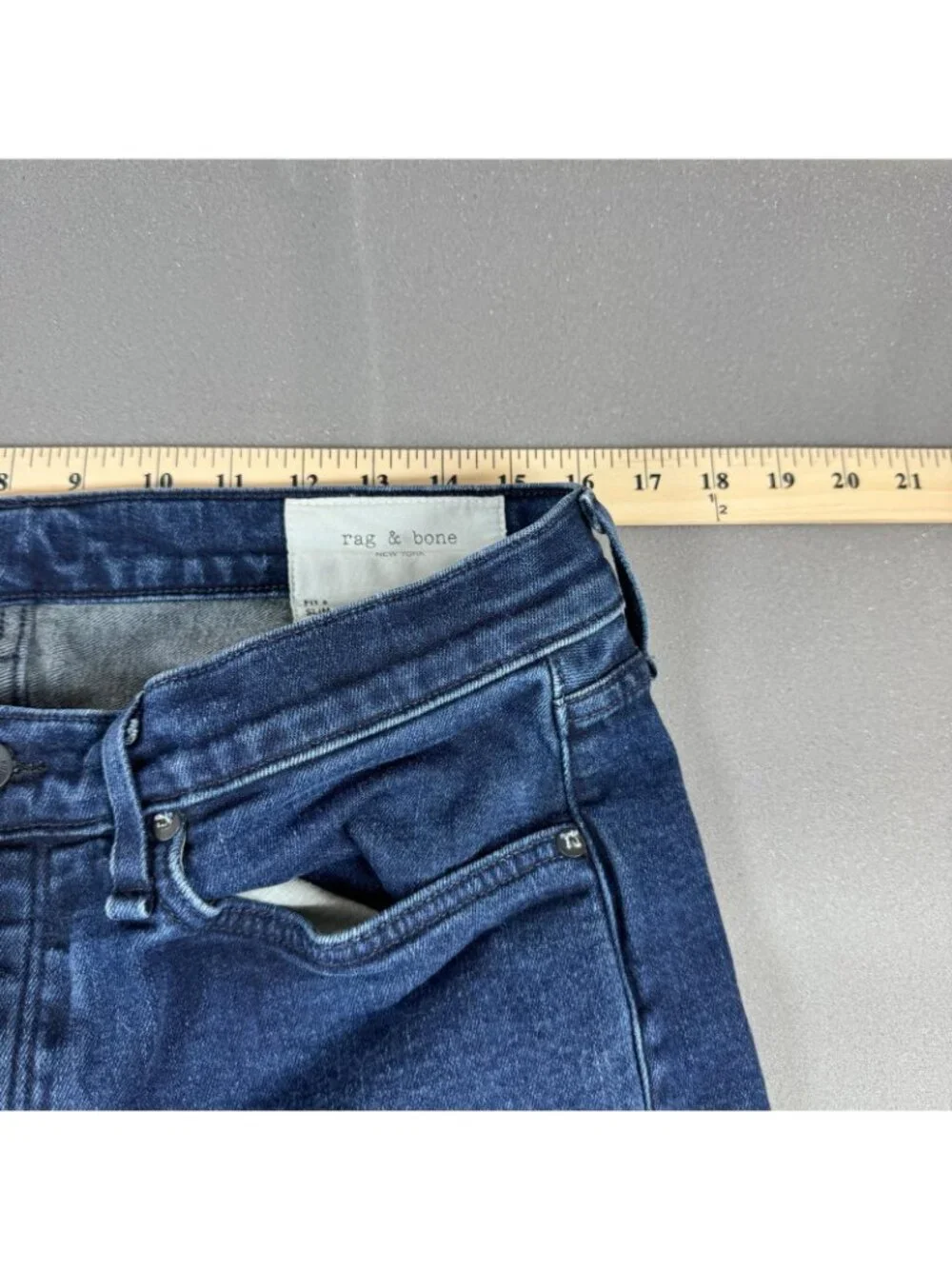 Rag & Bone Fit 2 Jeans Mens Size 34x32 Blue Slim Tapered Stretch Cashmere Denim
